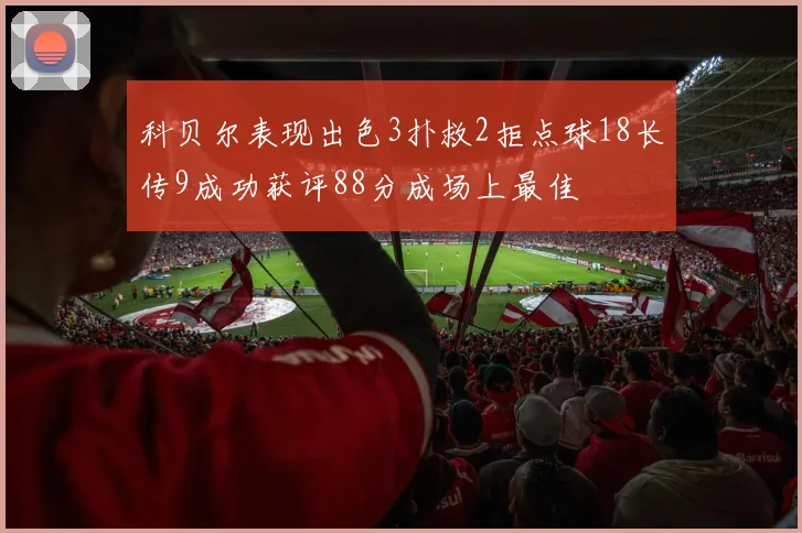 科贝尔表现出色3扑救2拒点球18长传9成功获评88分成场上最佳
